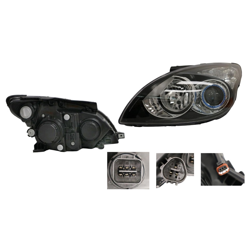 Hyundai i30 FD 04/2010-04/2012 Head Light Left Hand Side Black Manual Adjuster