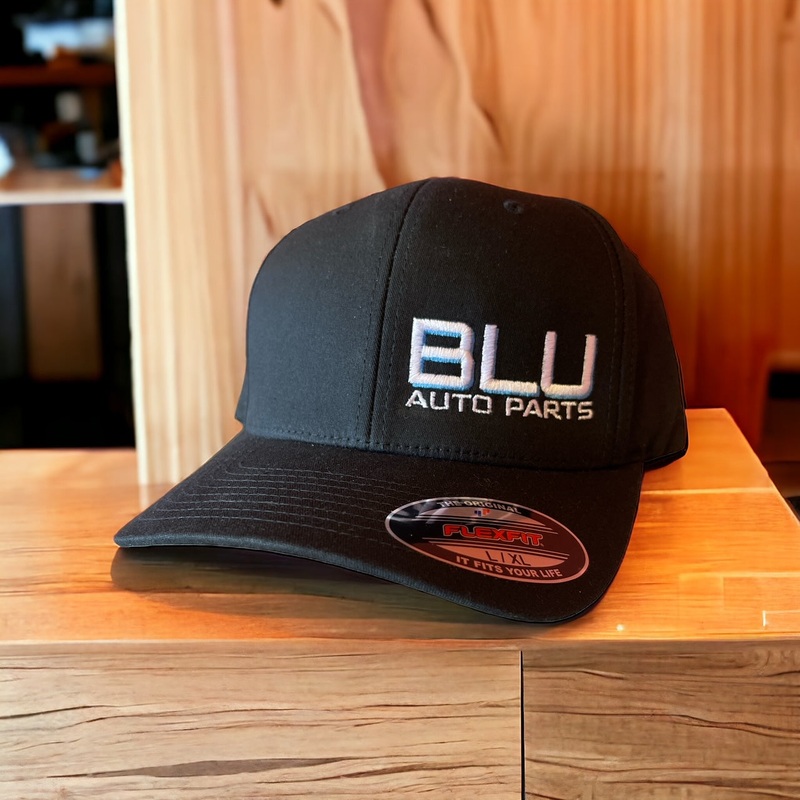 Blu Auto Parts Flex Fit Hat S/M Black Font