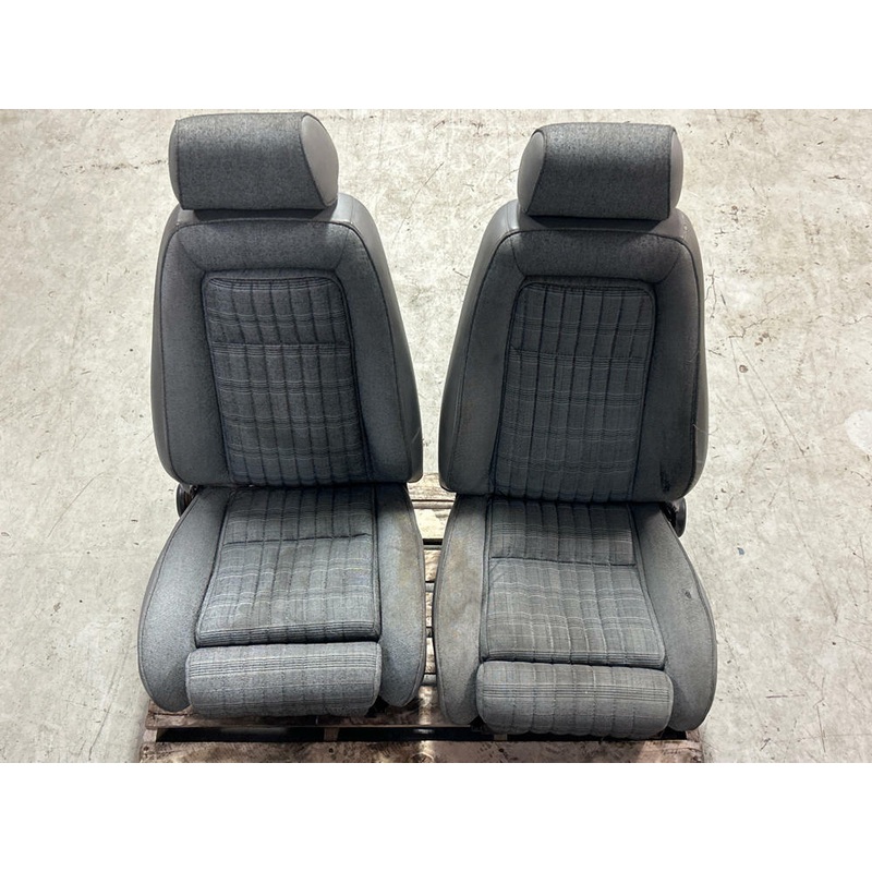 1987-1989 Spec Mustang GT Front Opal Grey Tweed Sport Seats Pair 273