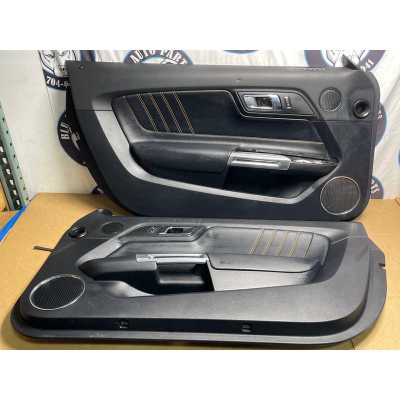 2015-23 Ford Mustang Door Panels Pair LH RH Yellow Stitching 210