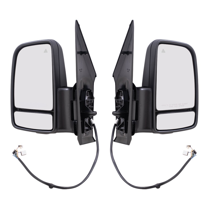 Brock Replacement Driver and Passenger Side Power Mirror Short Arms with Heat, Signal, Manual Fold & Blind Spot Detection Compatible with 2019-2020 Sprinter Cargo 3500XD (907)/ 4500 (907)