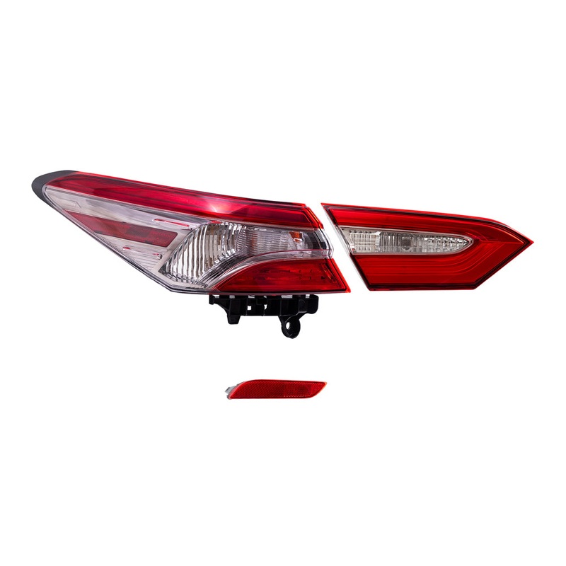Brock Replacement Driver Side Bumper Reflector and Tail Light Assemblies Quarter Mounted & Lid Mounted 3 Piece Set Compatible with 2018-2019 Camry SE & 2018-2019 Camry Hybrid SE