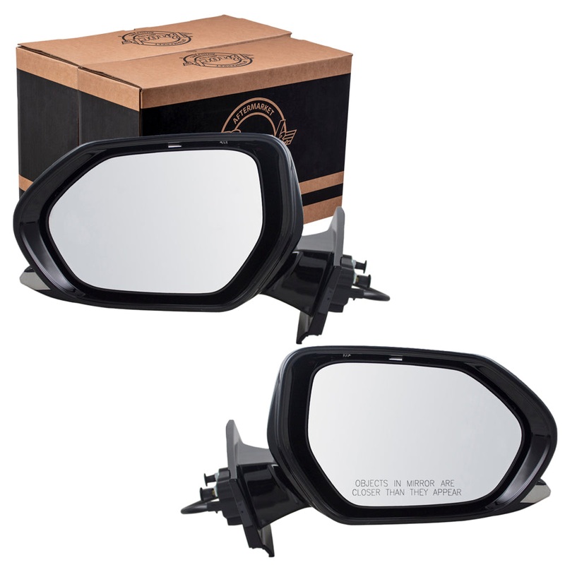 Brock Replacement Pair Set Power Side View Mirrors Heated Textured Base Ready-to-Paint Cap Compatible with 16-18 Prius & Prime