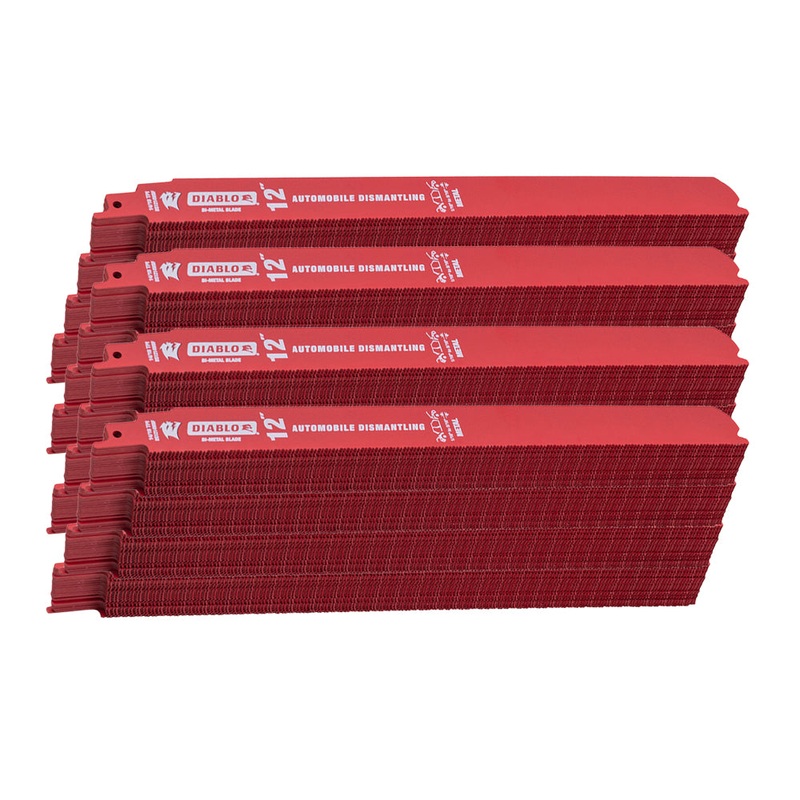 Diablo Steel Demon Bi-Metal Auto Dismantling Reciprocating Saw Blades 12 inch 14/18 TPI for 1/16-5/16 Medium Metals – 200 Pack