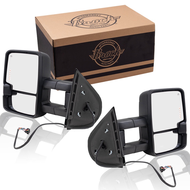 Performance Tow Mirror Set fits 07-14 GM Pickup SUV Heated Power Signal in Glass