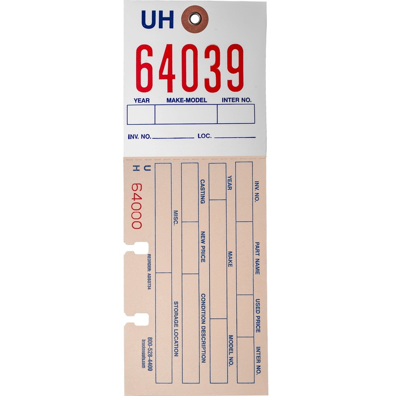 1000 Pc Box 2-Part Notched Inventory Tags 8 1/4″ x 3″ Reinforced Metal Eyelet w/ Wire, Laundry Pen & Brockmark Marker