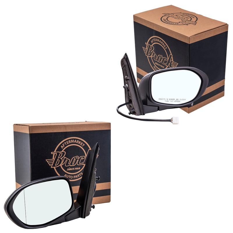 Brock Aftermarket Replacement Driver Left Passenger Right Power Mirror With Heat-RH Camera Without Signal-Memory Paint To Match Black Set Compatible With 2014-2017 Honda Odyssey EX/EX-L