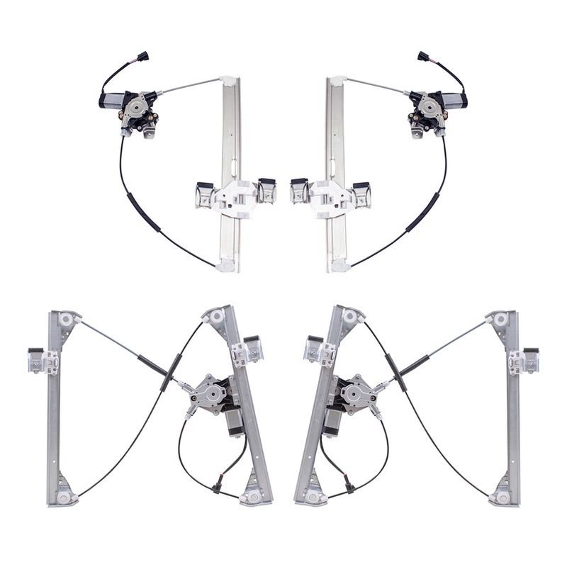 Brock Aftermarket Replacement Driver Left Passenger Right Power Window Regulators with Motor 4 Piece Set Compatible with 2003-2009 Humer H2