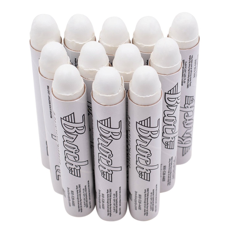 Brock Markal B White Paintstik Marker – Multi-Purpose Permanent Solid Paint Marking Crayon For Oily-Wet-Dry-Cold Surfaces – Weather & UV Resistant  Dozen
