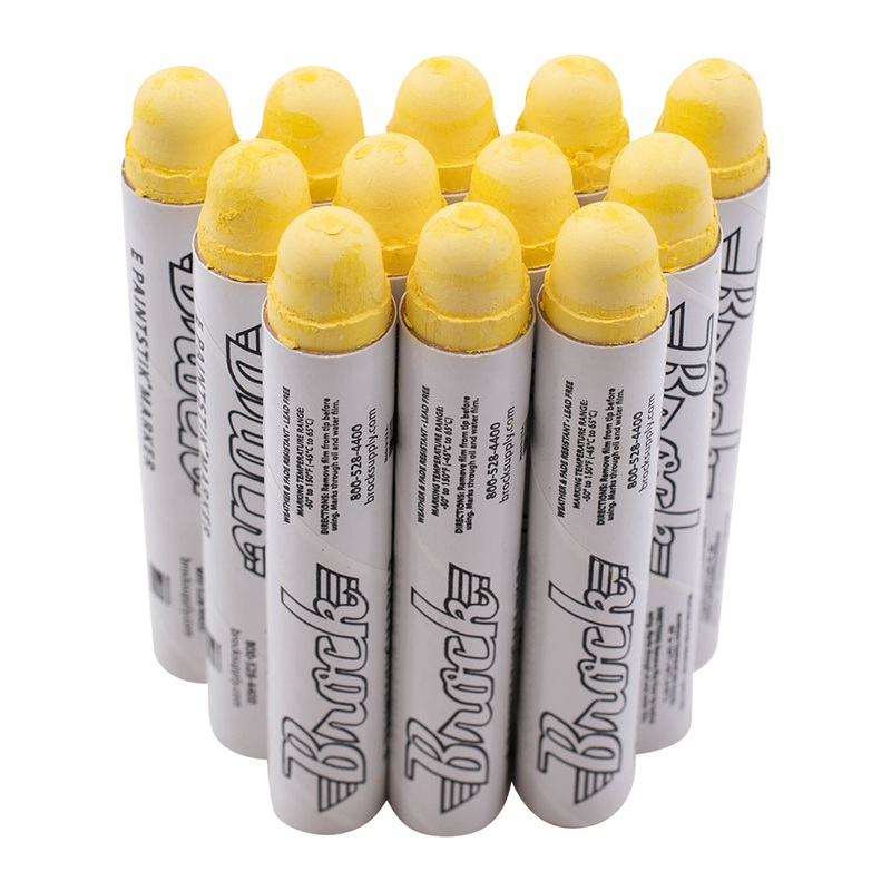 Brock Markal E Paintstik Yellow – High Intensity Solid Paint Marking Crayon – Multi-Surface – Fast Drying – Wear & Water Resistant For Dimly Lit Areas – Dozen