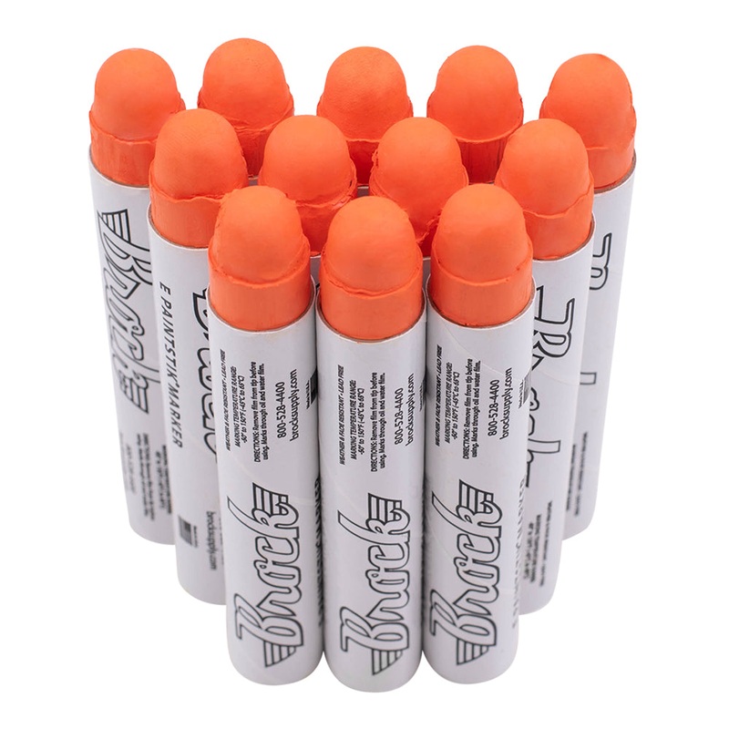 Brock Markal E Paintstiks Orange – High Intensity Solid Paint Marking Crayon – Multi-Surface – Fast Drying – Wear & Water Resistant For Dimly Lit Areas – Dozen