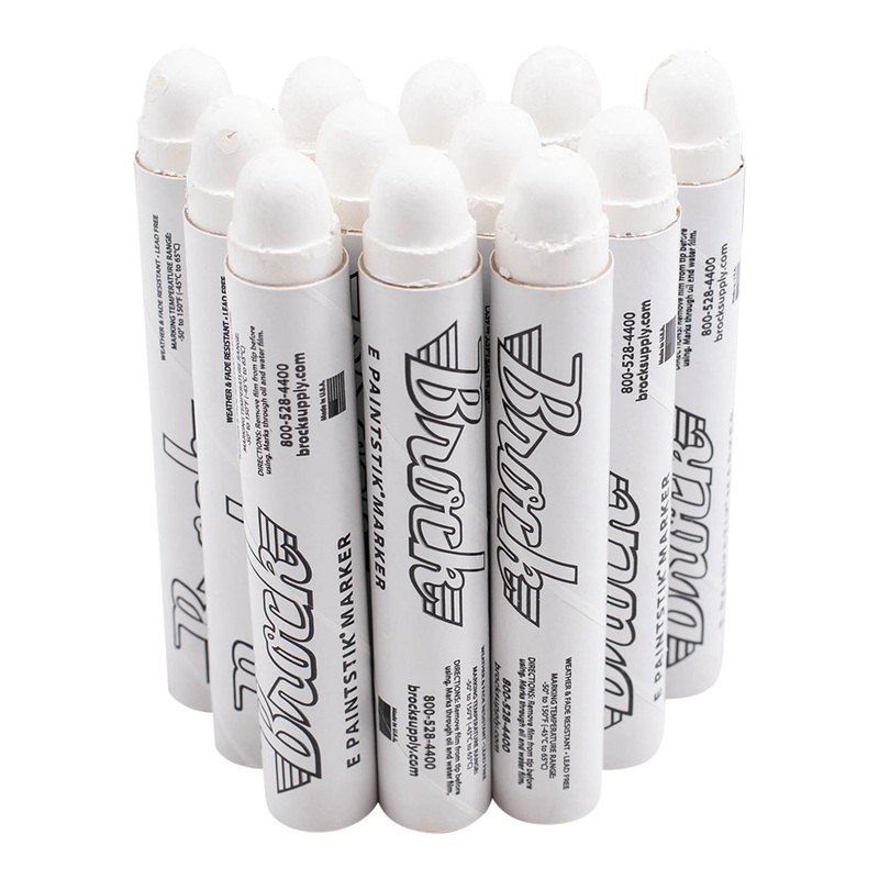 Brock Markal E Paintstiks White – High Intensity Solid Paint Marking Crayon – Multi-Surface – Fast Drying – Wear & Water Resistant For Dimly Lit Areas – Dozen