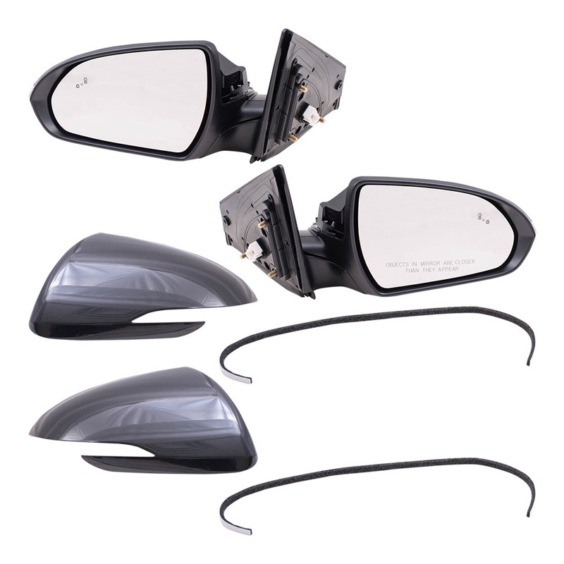Brock Replacement Driver and Passenger Side Power Mirrors Paint to Match Black with Heat, Signal & Blind Spot Detection without Memory Compatible with 2017-2018 Hyundai Elantra Built in Korea ONLY
