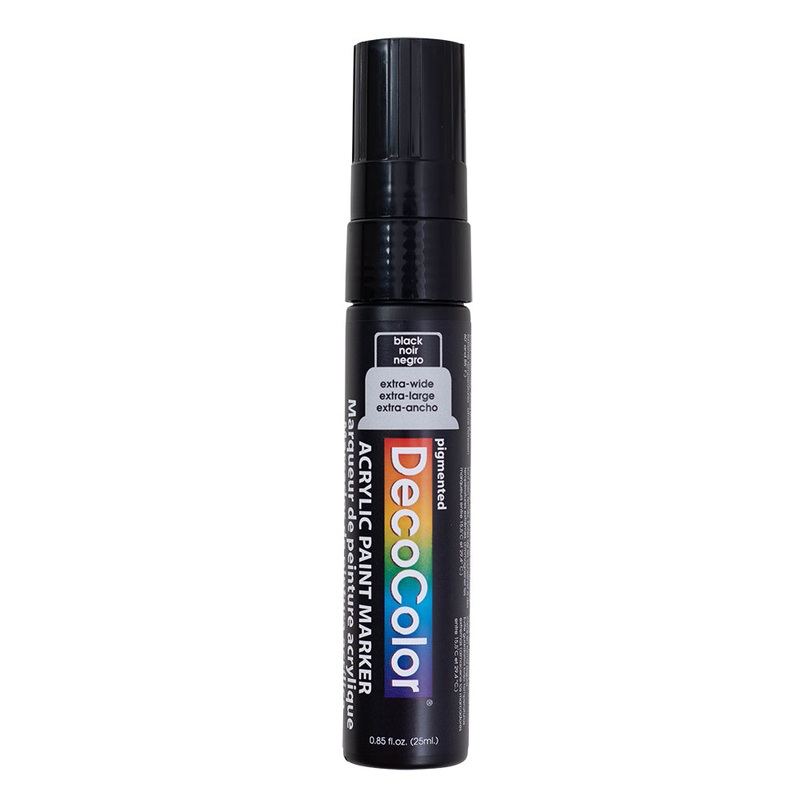 Single Black Decocolor Paint Marker Pen Extra Broad Line Point 1/2″ Tip Water Based Acrylic for Wood Plastic Paper Foam