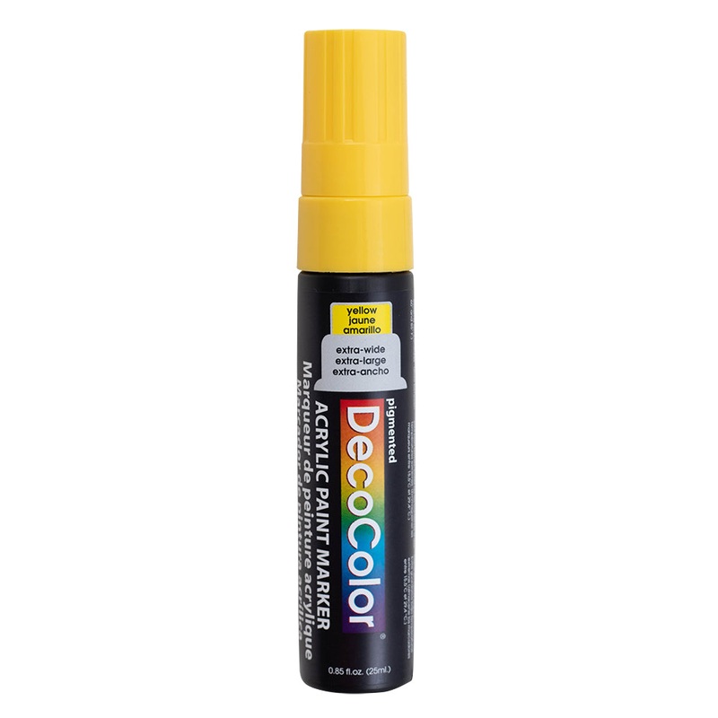 Single Yellow Decocolor Paint Marker Pen Extra Broad Line Point 1/2″ Tip Water Based Acrylic for Wood Plastic Paper Foam
