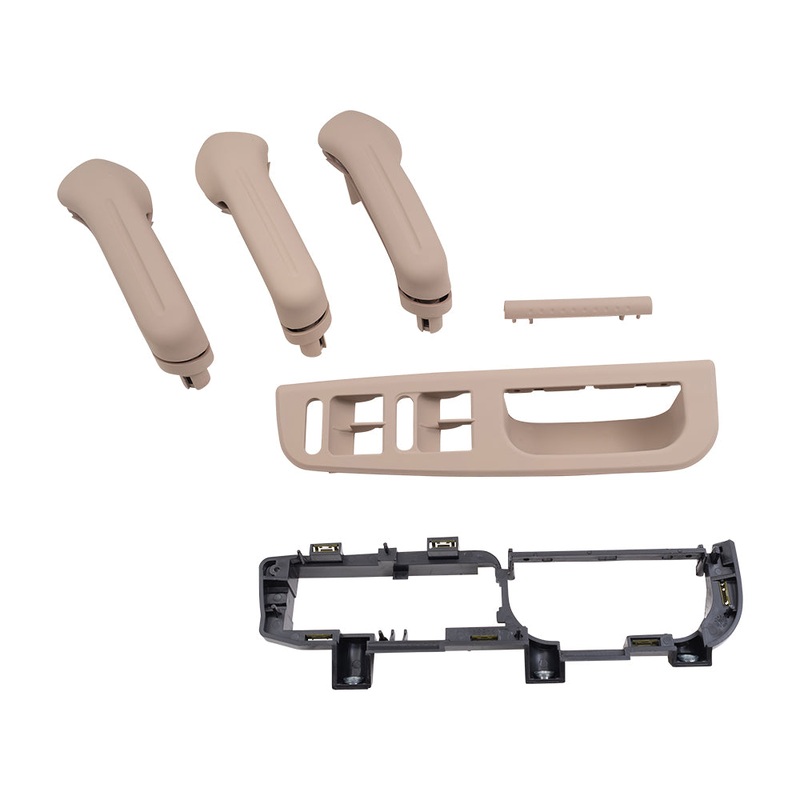 Brock Replacement Beige Interior Door Grab Handle Set with Master Window Switch Bezel and Switch Bezel Plate & Trim 4 Piece Kit Compatible with 1999-2005 A4 1999-2005 Golf