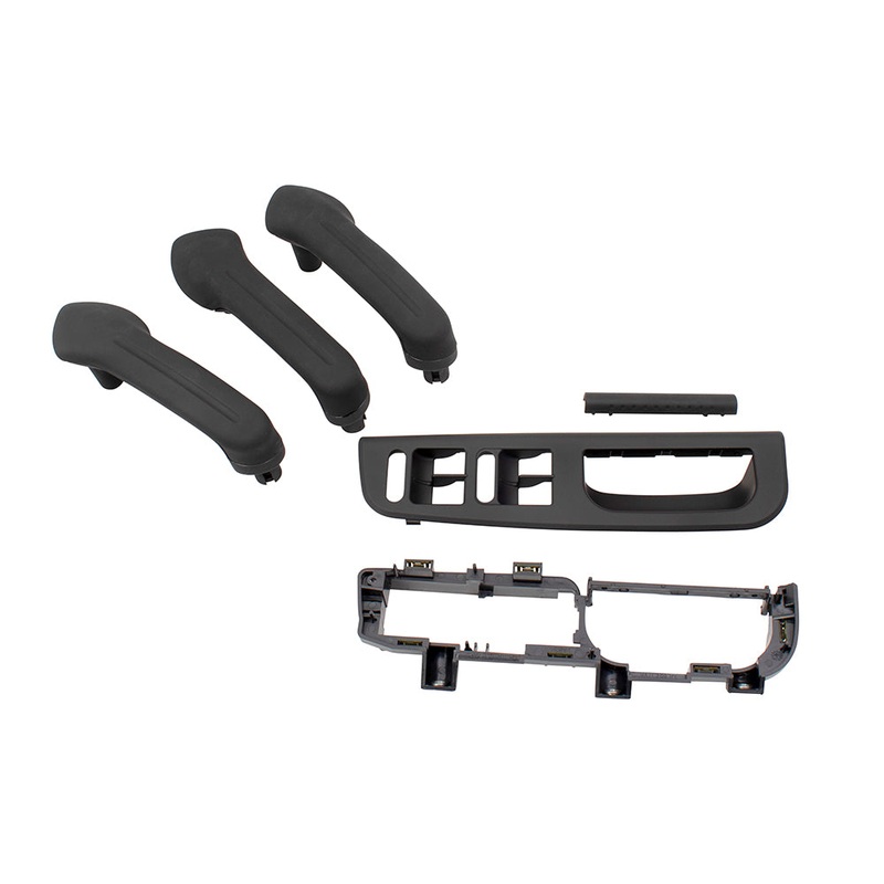 Brock Replacement Black Interior Door Grab Handle Set with Master Window Switch Bezel and Switch Bezel Plate & Trim 4 Piece Kit Compatible with 1999-2005 A4 1999-2005 Golf