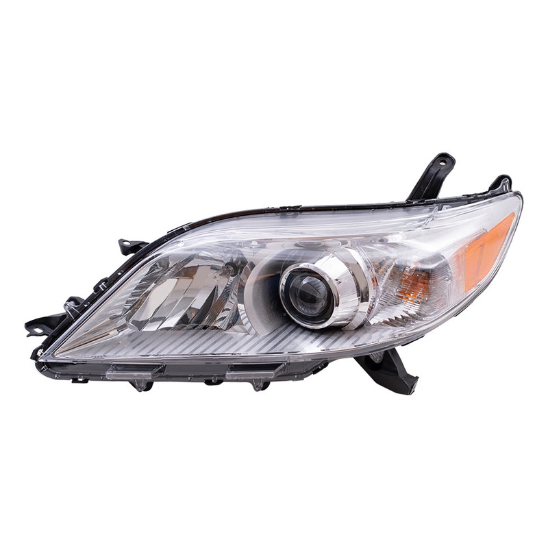 Halogen Combination Headlight Assembly With Chrome Bezel Without LED Daytime Running Light Driver Side Left For 2011-2020 Toyota Sienna