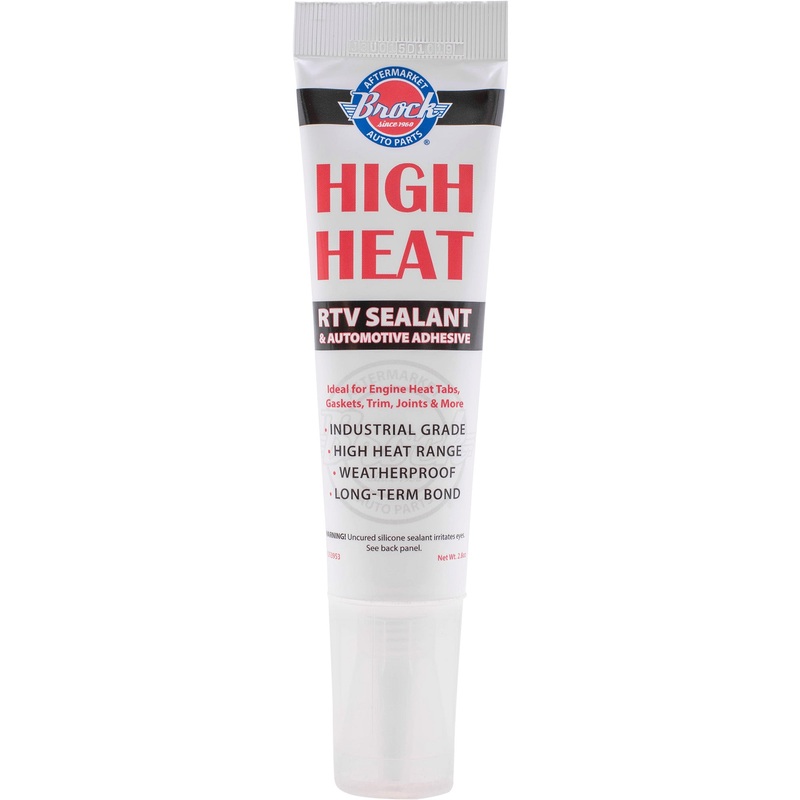 Brock High Heat RTV Sealant & Automotive Adhesive  Industrial Grade Silicone for Heat Tabs, Gaskets, and More  2.8 oz Tube