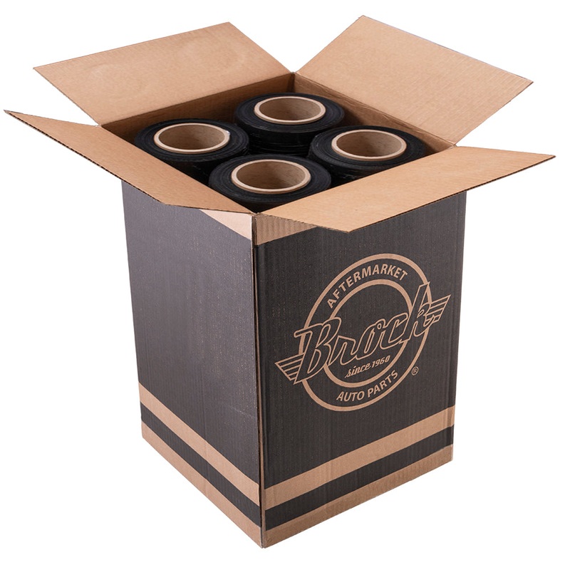 Brock Industrial Strength Stretch Wrap Film – 18 Inch X 500 Yard (46cm X 457m) 80 Gauge – 3 Inch Core – Black – 4 Rolls/Case