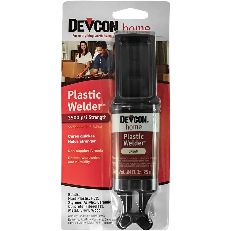 Devcon Home Plastic Welder Cream Colored Adhesive 1-OZ. Tube for Use On Hard Plastic, PVC, Styrene, Acrylic, Ceramic, Concrete, Fiberglass, Metal, Vinly, and Wood