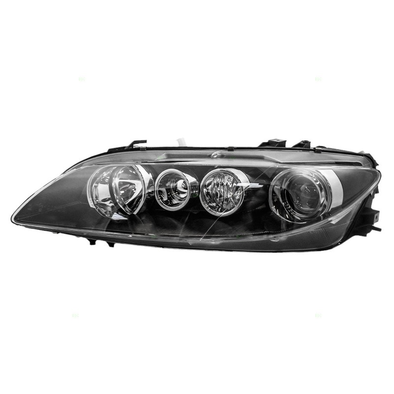 06-08 Mazda6 Mazda 6 Drivers Halogen Headlight Assembly – with Gloss Black Bezel