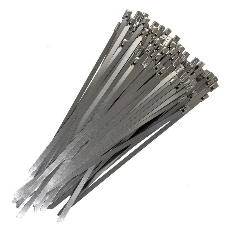 100 Pc Bag Stainless Steel Cable Ties Self-Locking Head 0.18×8″ Pipe Wire Wrap
