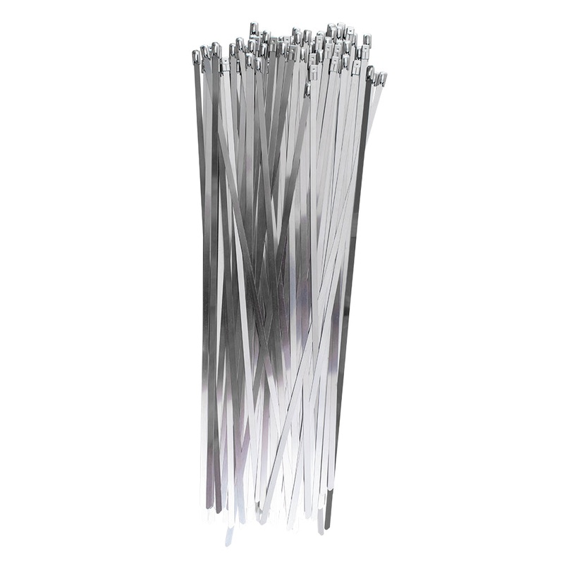 100 Piece Set Stainless Steel Cable Zip Ties w/ Self-Locking Head 0.18″ X 14″