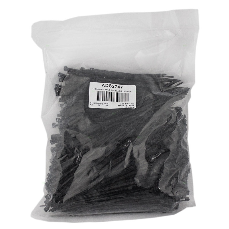 1000 Pc Bag Black Nylon 4″ Cable Zip Ties Self Locking Head UV Heat Crafts Home