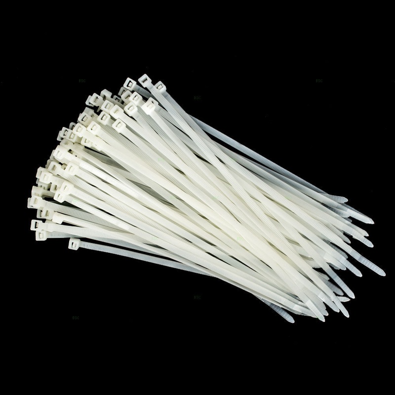 1000 Pc Bag Nylon 8″ Natural White Cable Zip Ties Self Locking Head UV Heat