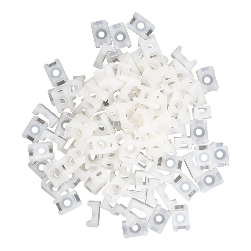 Brock 100 Piece Set Screw Fixing White .6″ x .4″ One Hundred Cable Tie Mounts