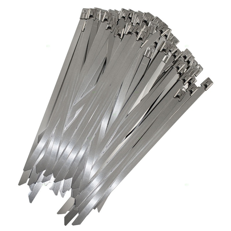 Brock 100 Piece Set Stainless Steel 0.3 x 8″ One Hundred Cable Ties with Self-Locking Head