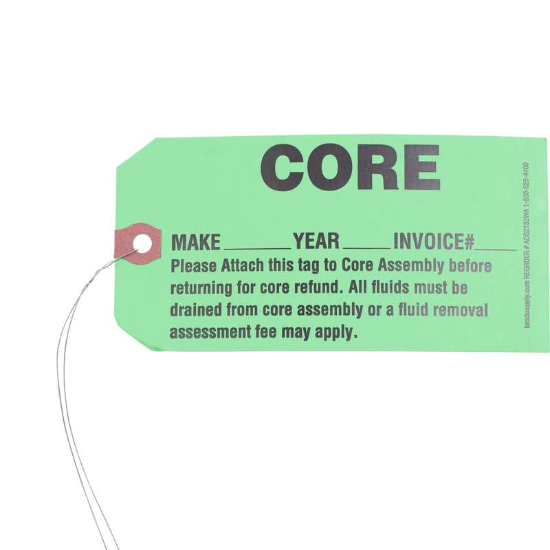 CORE Parts Tag With Wire Attached – 5 3/4 Inch x 2 7/8 Inch Bright Green Heavy Card Stock With Reinforced Eyelet- Includes Pen – 250 Tags Per Box
