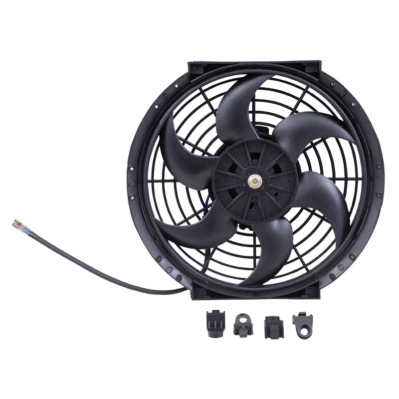 Brock Replacement Universal 10″ Radiator Condenser Slim Push Pull Cooling Fan w/Mounting Kit S Blade 12V 70W Compatible with Pickup Hot Rod Classic Car Van