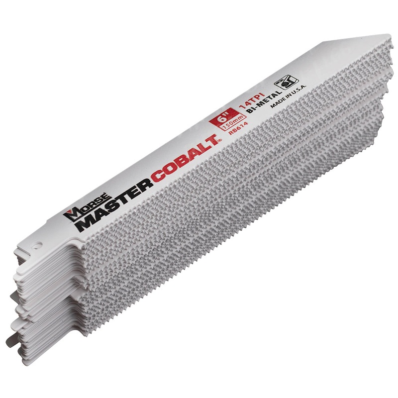 50 Pc MK Morse Master Cobalt Bi-Metal Reciprocating Saw Blades 14 TPI 6″ x 3/4″ x .035″ Metal Wood Cutting for Industrial Shop DIY Hobby