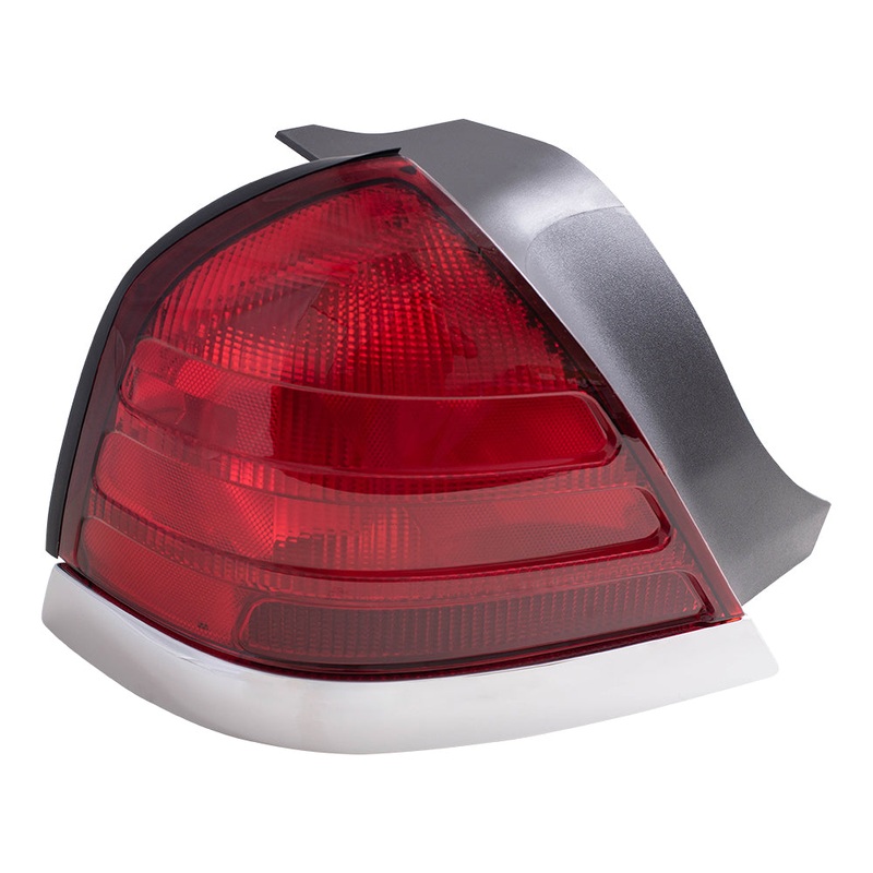 Brock Replacement Drivers Taillight Tail Lamp Red Lens with Chrome Trim Compatible with 1999-2011 Crown Victoria 8W7Z13405B