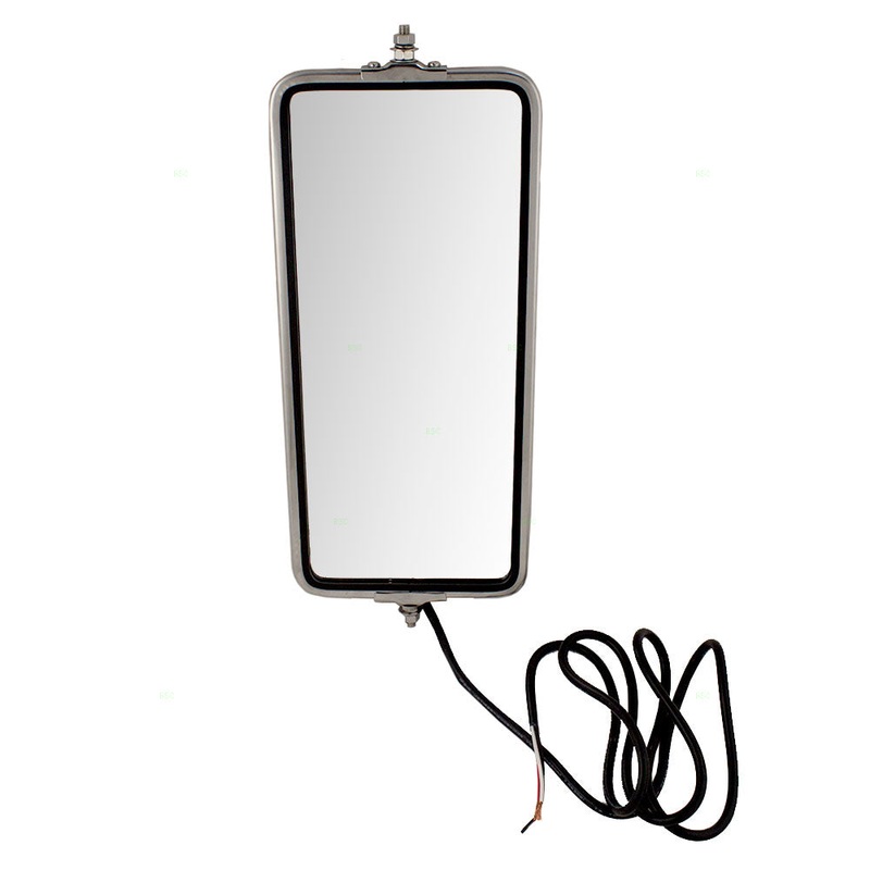 Brock Replacement Universal West Coast Truck Stainless Steel Side Mirror 7″ x 16″ Head Heateder & Light