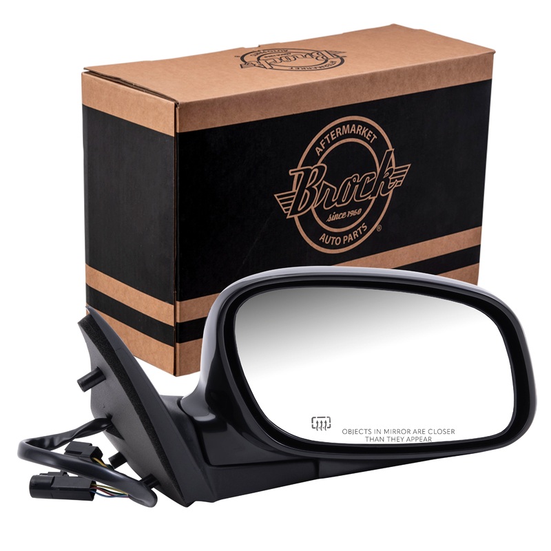Brock Replacement Passenger Side Power Mirror with 10H6P/4H4P, Smooth Black Finish, Heat and Memory without Auto Dim Compatible with 1998-2004 Town Car Built to 2/8/2004 ONLY