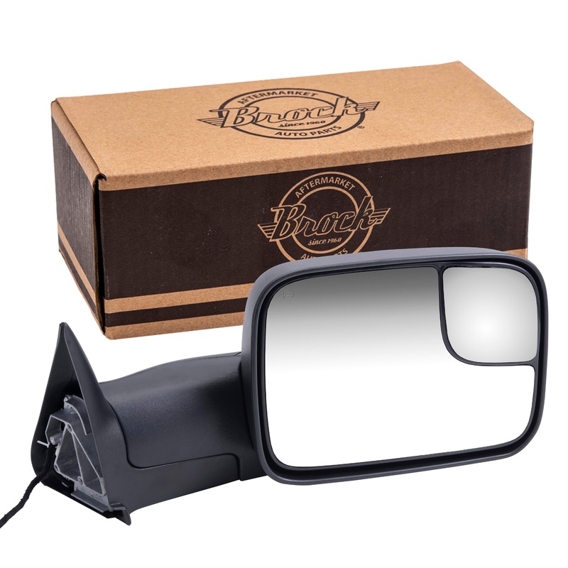Brock Aftermarket Replacement Passenger Right Performance Upgrade Power Tow Mirror Textured Black-7×10-Flip-up with Heat and Mounting Bracket Compatible with 1998-2001 Dodge 1500