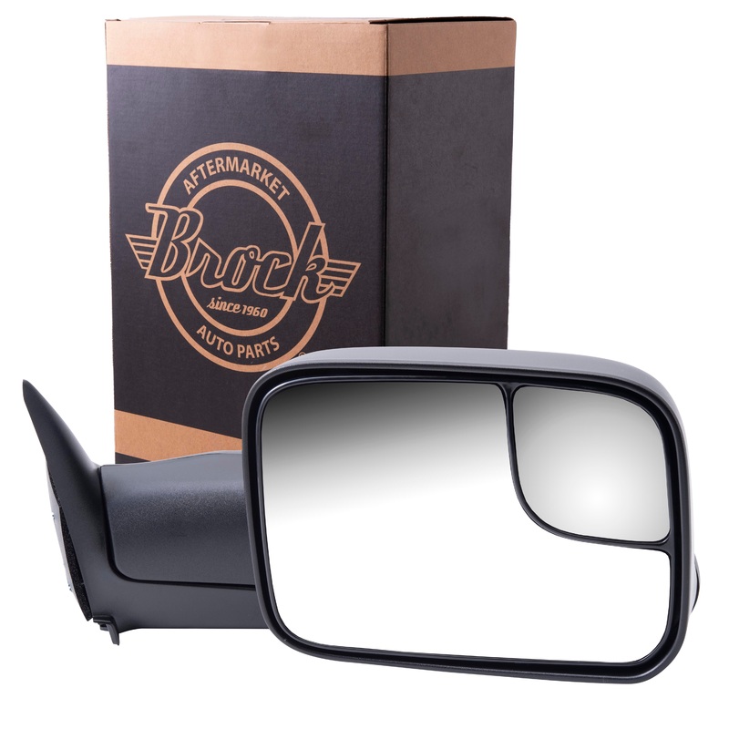 Brock Replacement Passenger Manual Tow Mirror & Mounting Bracket New Arm Design 7×10 Flip-Up Textured Compatible with 1994-2001 1500 1994-2002 2500 3500 Pickup Truck