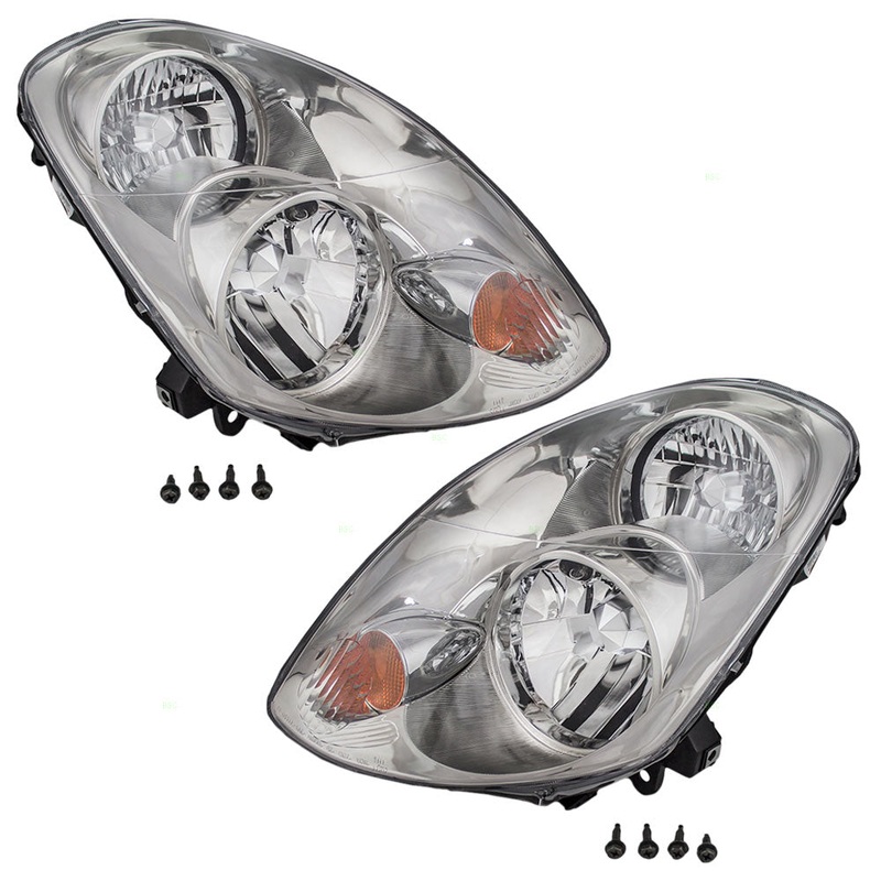 Brock Replacement Driver and Passenger Halogen Headlights Headlamps Compatible with 03-04 H35 Sedan Halogen 26060AC025 26010AC025