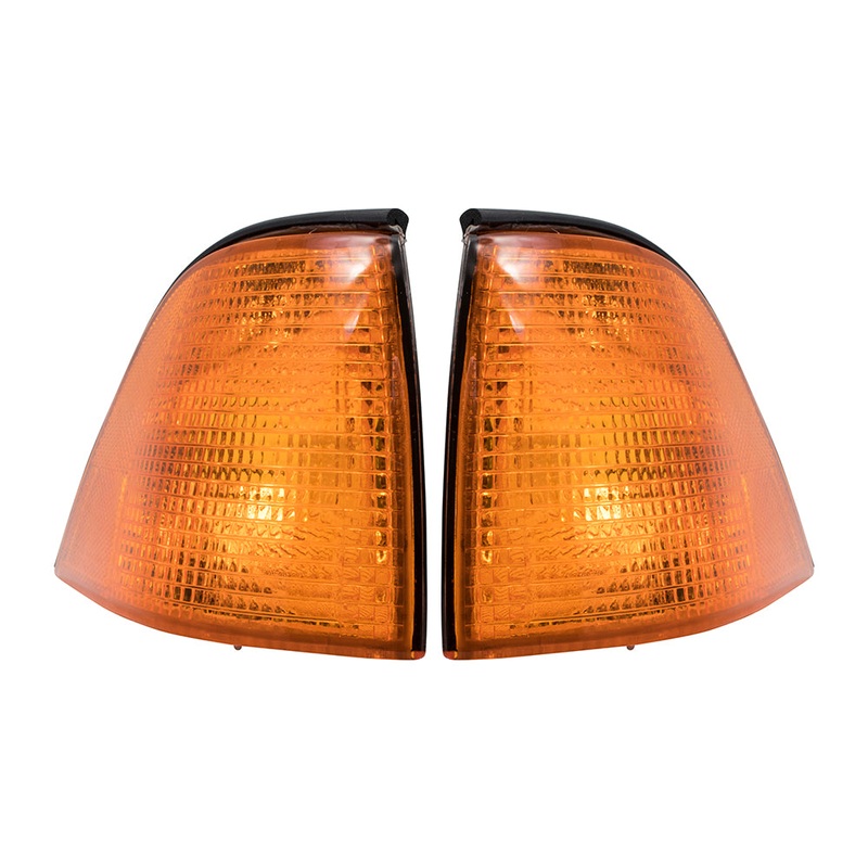 Brock Replacement Driver and Passenger Park Signal Corner Marker Lights Lamps Lenses Compatible with 92-99 3 Series 63138353283 63138353284