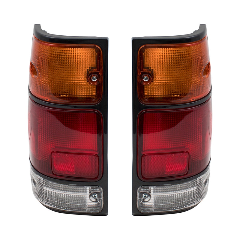 Brock Replacement Driver and Passenger Taillights Tail Lamps w/ Black Trim Compatible with 88-95 Pickup Truck 8971210730 8971210720