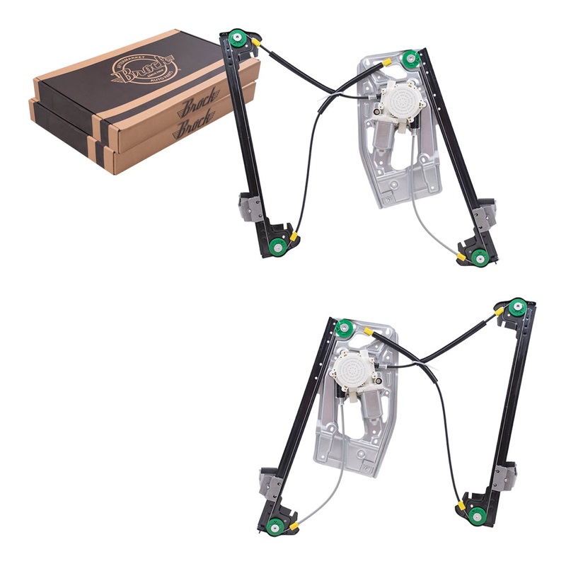 Brock Replacement Front Drivers and Passengers Power Window Regulators w/ Motor 2 Pin Connector Compatible with 95-01 7 Series w/o Anti-Theft Glass