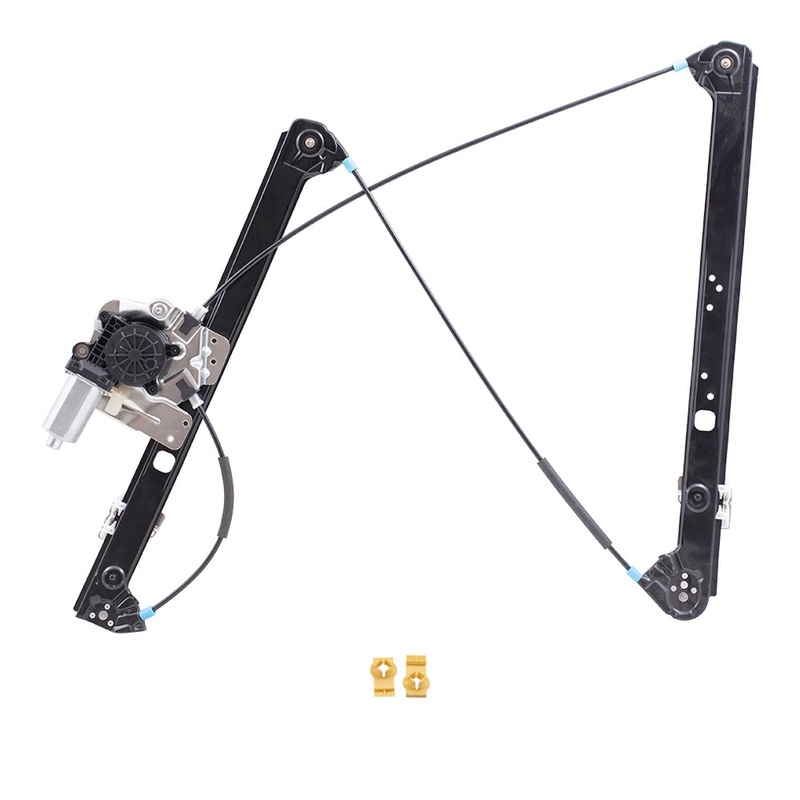 Brock Replacement Passengers Front Power Window Lift Regulator with Motor and Clips Compatible with 2000-2006 X5 51338254781 51338254912