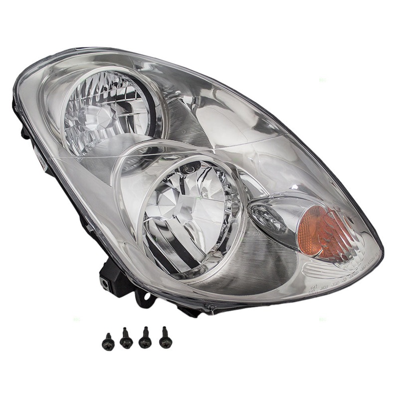 Brock Replacement Passengers Halogen Headlight Headlamp Compatible with 03-04 H35 Sedan Halogen 26010AC025