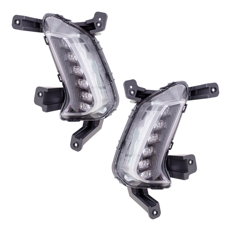 Brock Replacement Set Daytime Running Lights Vertical Type Lens Compatible with 2017-2018 Elantra Sedan