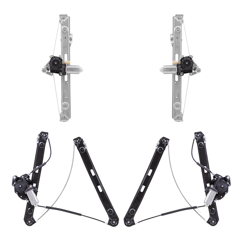 Brock Replacement Driver and Passenger Side Front and Rear Power Window Regulators with Motor 4 Piece Set Compatible with 1999-2005 3-Series Sedan or Wagon