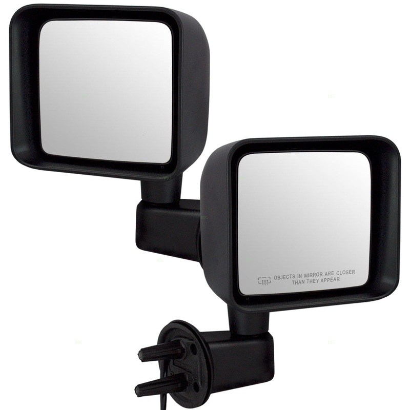 Brock Aftermarket Replacement Driver Left Passenger Right Power Mirror Set Textured Black Foldaway with Heat Compatible with 2014 Jeep Wrangler