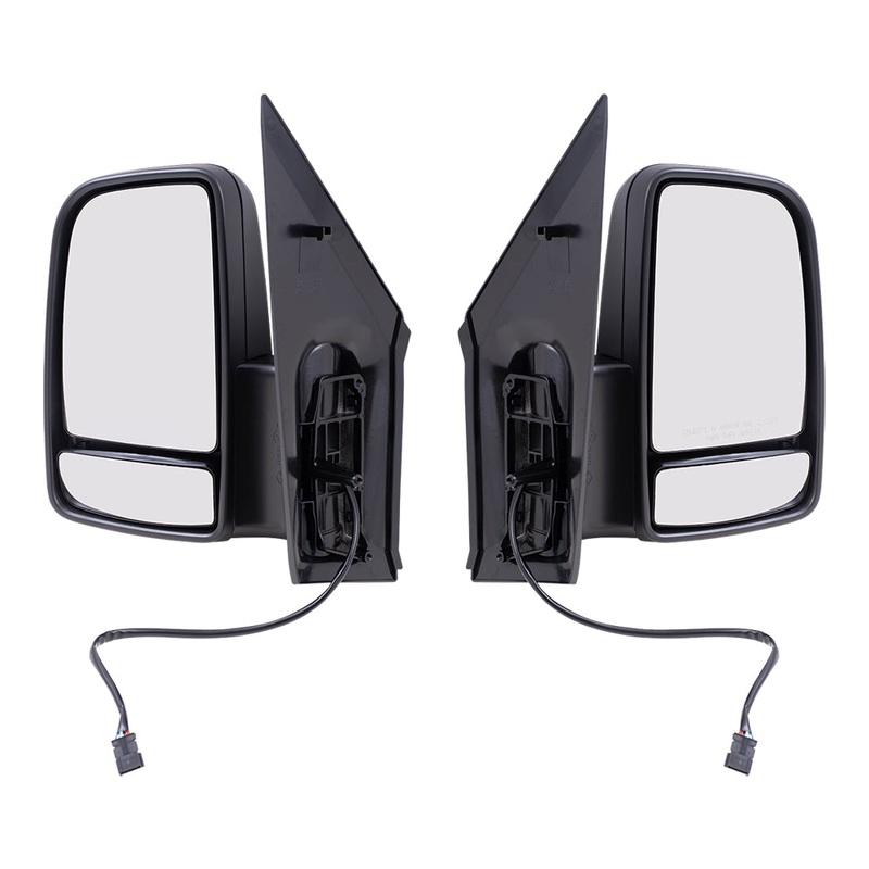 Brock Replacement Driver and Passenger Side Standard Type Power Mirrors Textured Black with Heat and Signal without Blind Spot Detection Compatible with 2006-2018 Sprinter